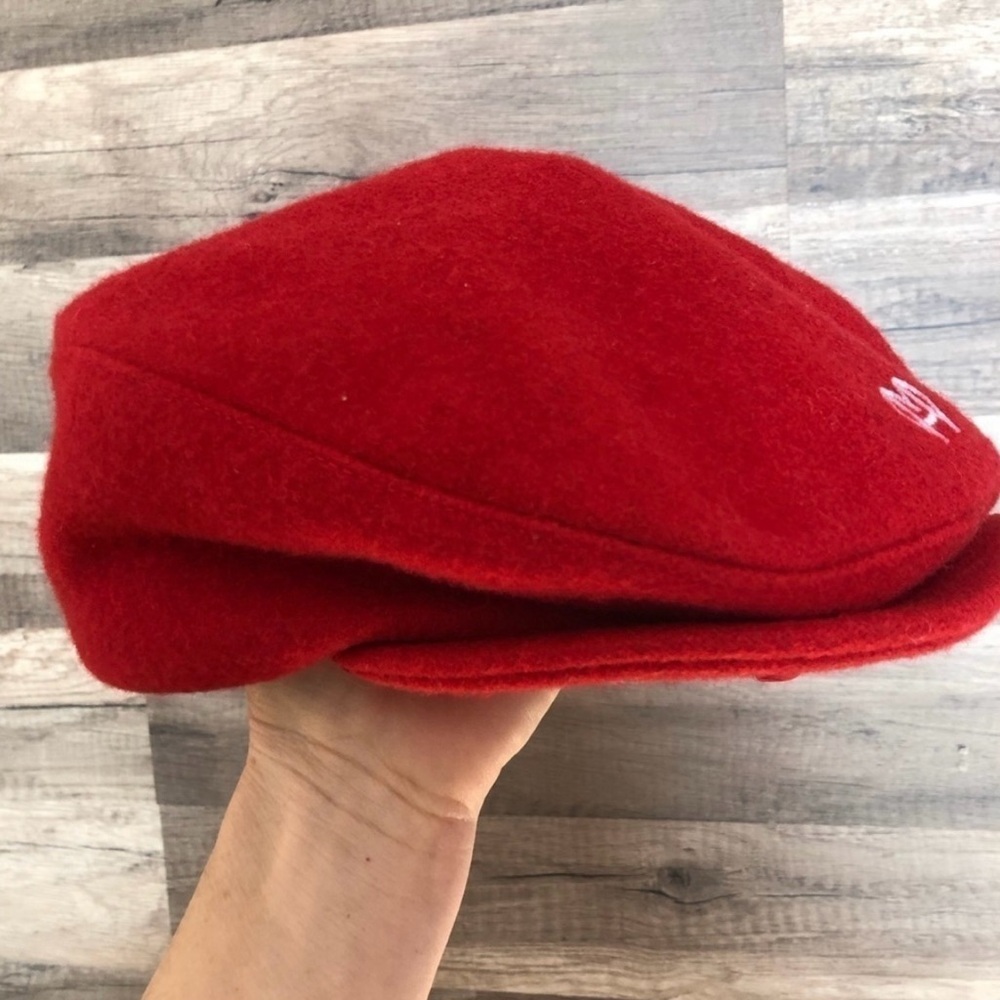 Vintage Red Wool Blend Newsboy Cap Hat Large